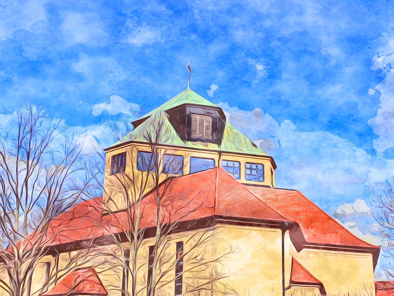 Blick auf die Kirche Dreieinigkeit